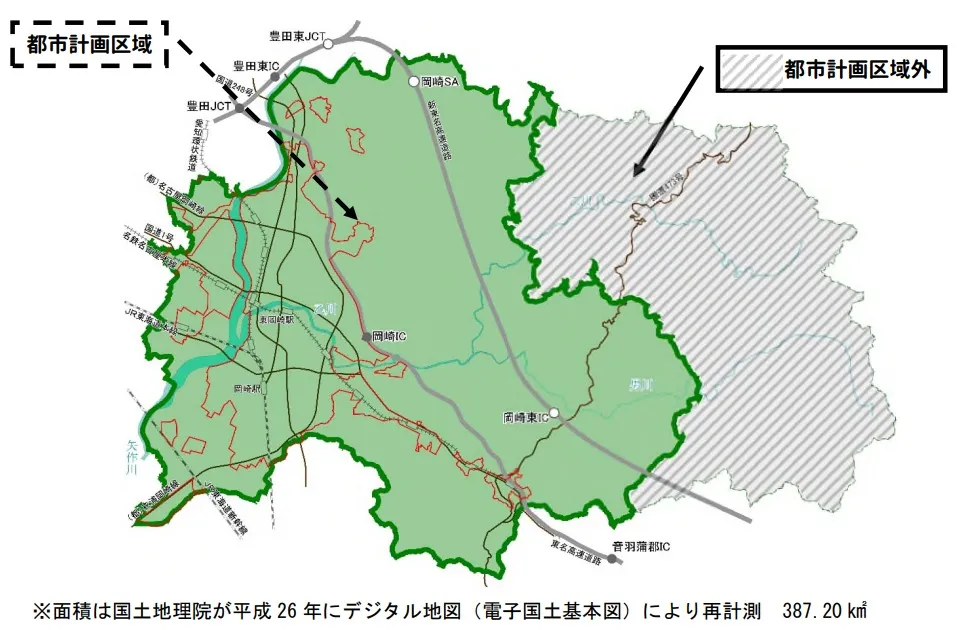 岡崎市の区域図