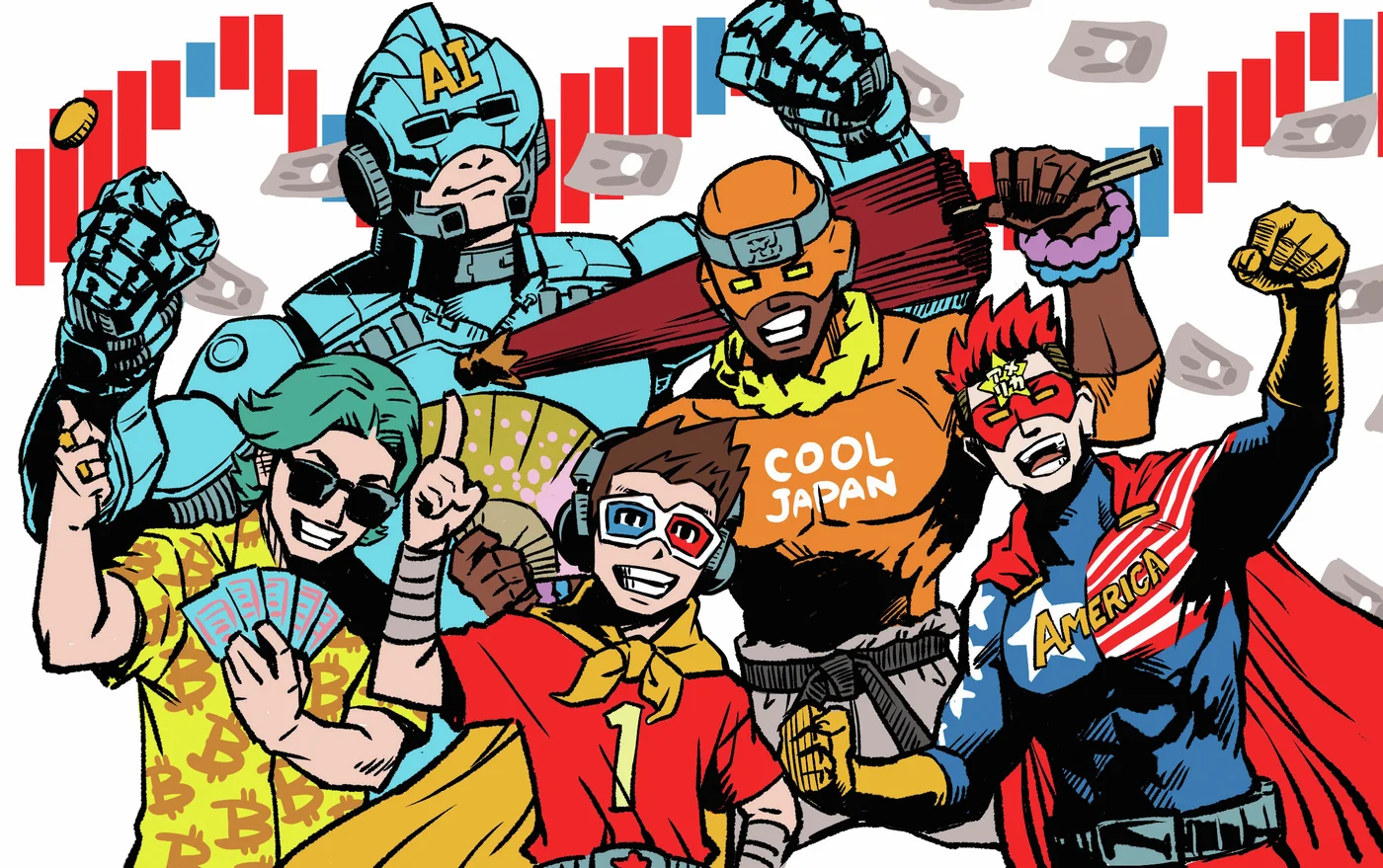 週刊SPA!特集「［100倍株］の摑み方」の扉イラスト